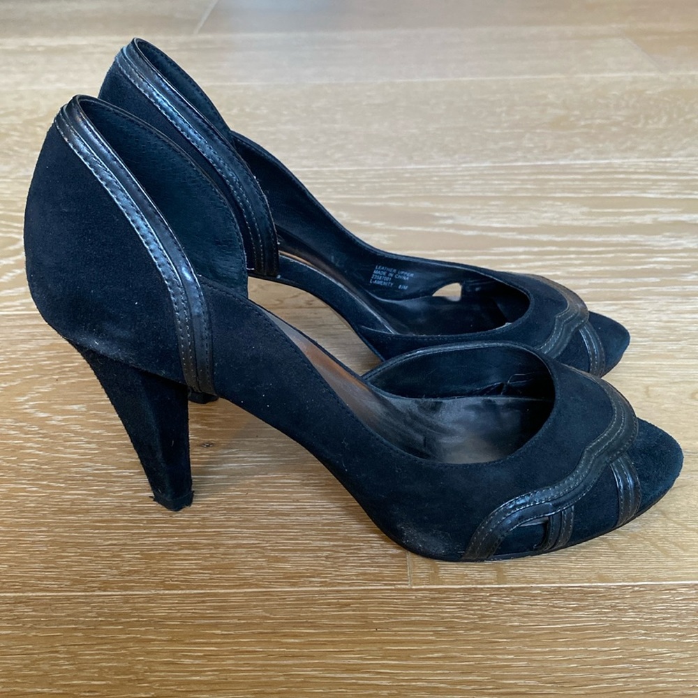 Franco Sarto Black Suede Pumps size 8.5